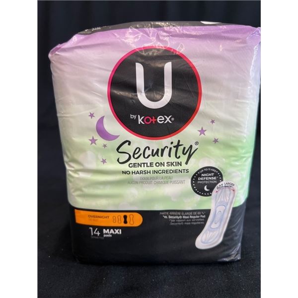 10X U BY KOTEX SECURITY OVERNIGHT 14 MAXI PADS