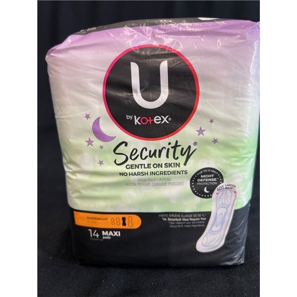 10X U BY KOTEX SECURITY OVERNIGHT 14 MAXI PADS