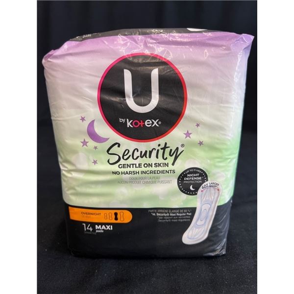 10X U BY KOTEX SECURITY OVERNIGHT 14 MAXI PADS