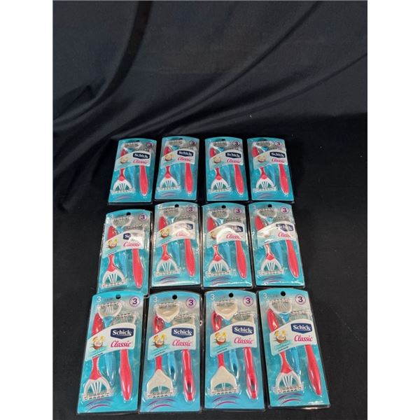 12X SCHICK CLASSIC 3 DISPOSABLE RAZORS