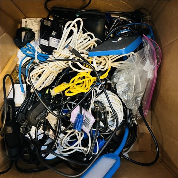 BOX LOT MISC ELECTRONIC ACCESSORIES AND SCALE