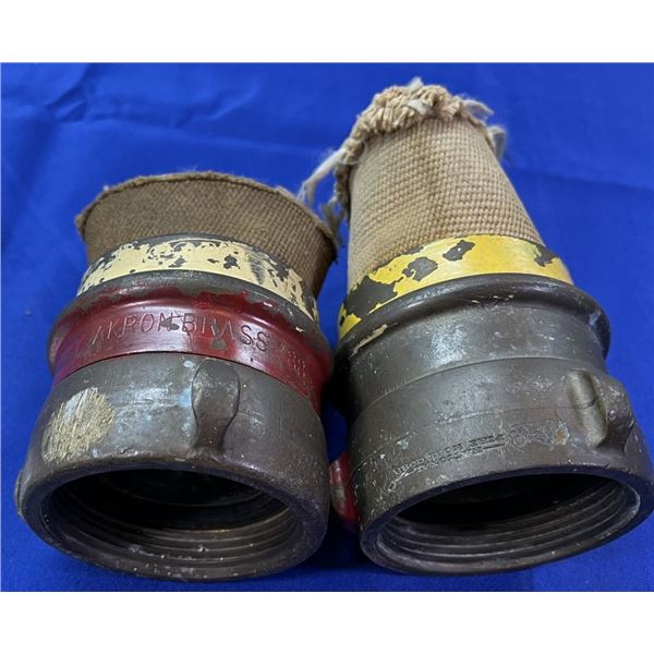 2X VINTAGE BRASS FIRE HOSE COUPLERS SEE PHOTOS