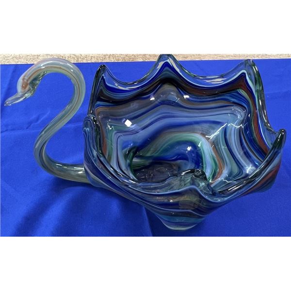 HAND BLOWN ART GLASS SWAN SEE PHOTOS