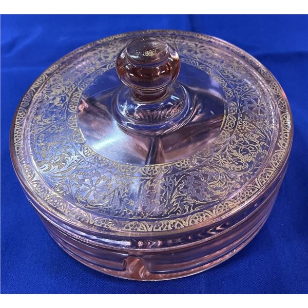 PINK DEPRESSION GLASS DIVIDED CANDY SEE PHOTOS