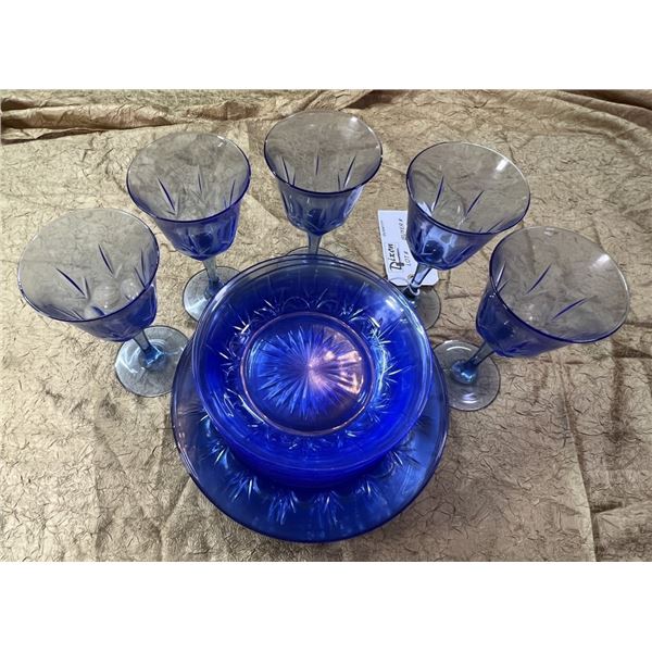 LOT COBALT BLUE DINNERWARE  SEE PHOTOS