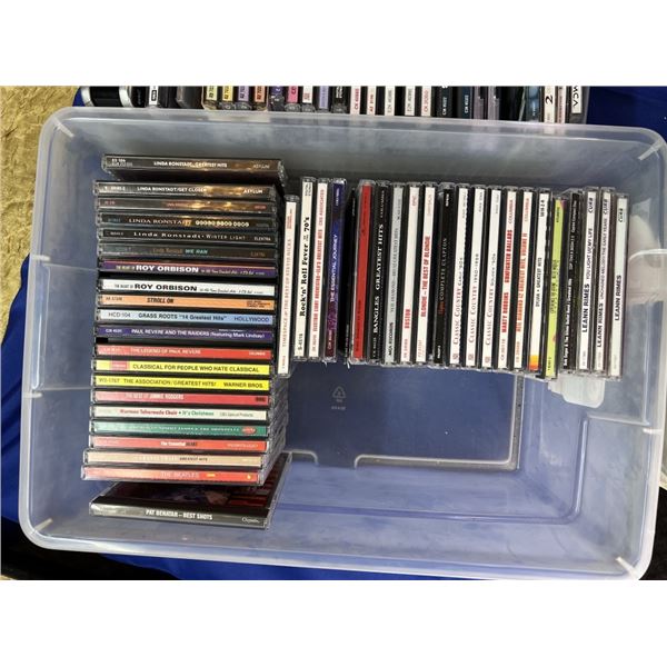 LOT ASSORTED MUSIC CD'S IN 2 BINS SEE PHOTOS