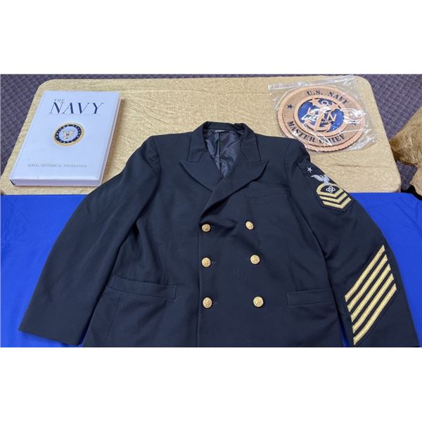 LOT NAVY COAT SIGN AND BOOK SEE PHOTOS