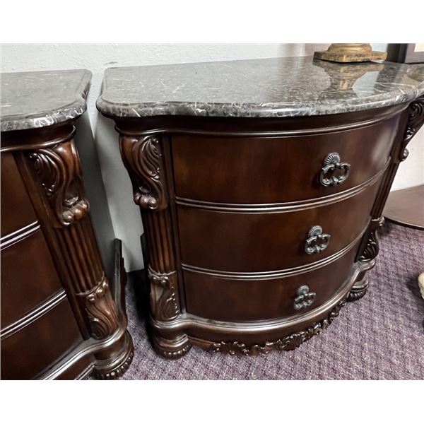 2X MARBLE TOP CHEST SOLID WOOD NICE SEE PHOTOS