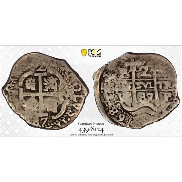 BOLIVIA: Carlos II, 1665-1700, AR 2 reales (6.07g), 1687-P, PCGS VF30