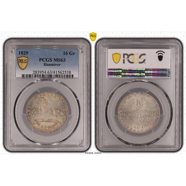BRUNSWICK-CALENBERG-HANNOVER: AR gute groschen, 1829, PCGS MS63