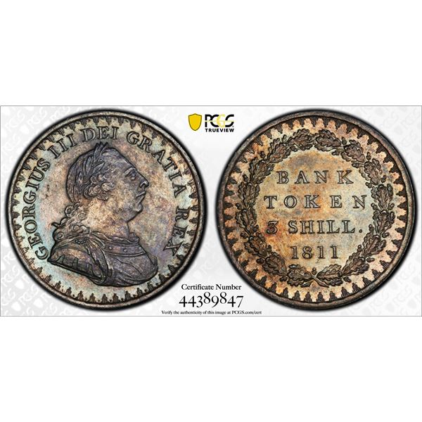 GREAT BRITAIN: George III, 1760-1820, AR 3 shillings, 1811, PCGS UNC Details