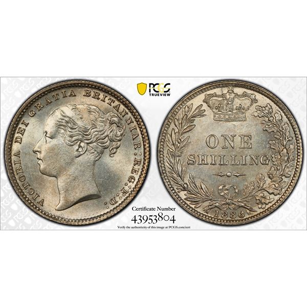 GREAT BRITAIN: Victoria, 1837-1901, AR shilling, 1856, PCGS MS64