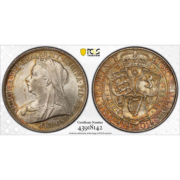GREAT BRITAIN: Victoria, 1837-1901, AR florin, 1901, PCGS MS64