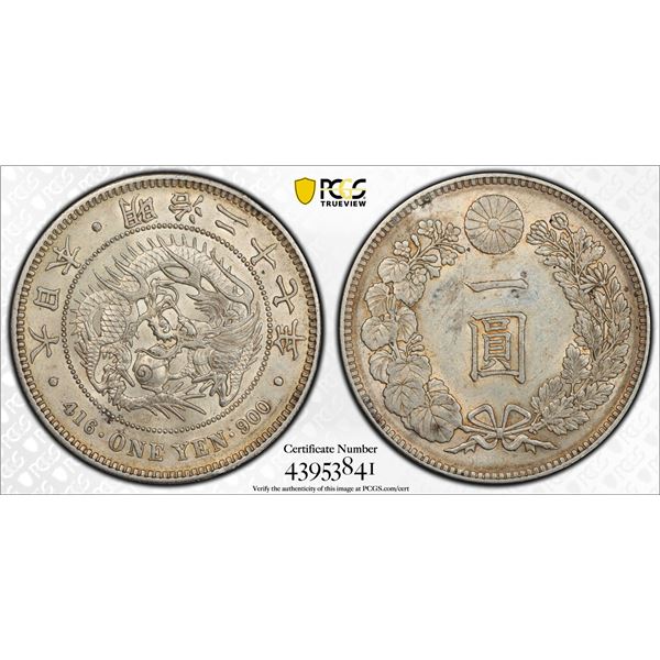 JAPAN: Meiji, 1868-1912, AR yen, year 27 (1894), PCGS AU Details