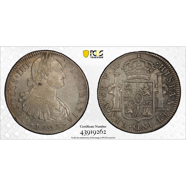 MEXICO: Carlos IV, 1788-1808, AR 8 reales, 1793-Mo, PCGS AU Details