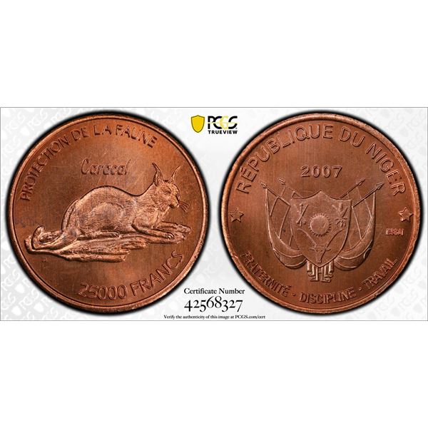 NIGER: Republic, AE 25000 francs, 2007, PCGS MS66 RB