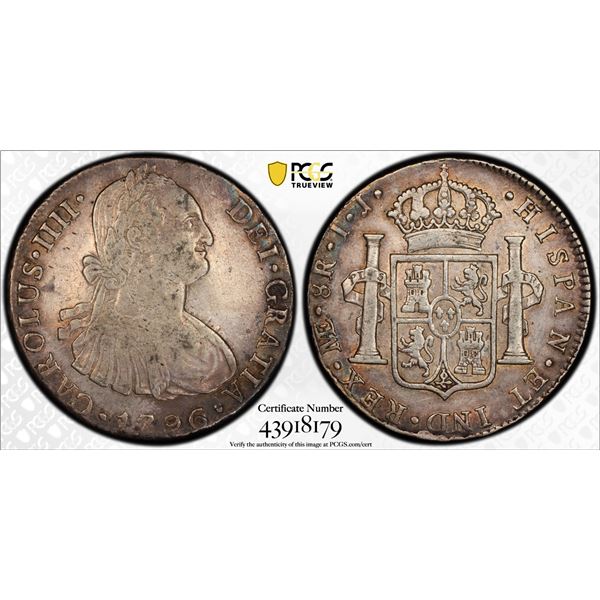 PERU: Carlos IIII, 1788-1808, AR 8 reales, 1796, PCGS EF details