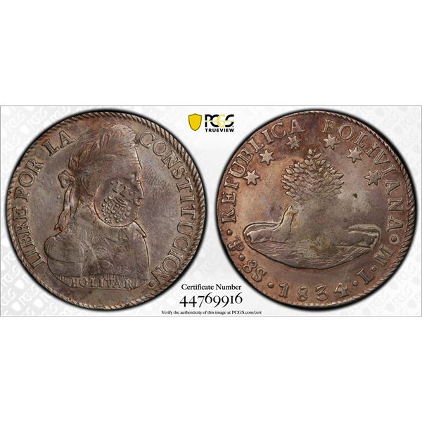 PHILIPPINES: Isabel II, 1833-1868, AR 8 reales, ND (1834-37), PCGS AU Details on XF host