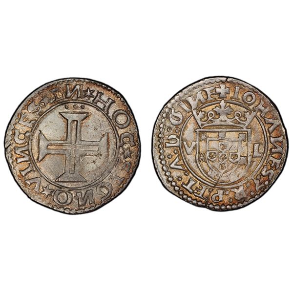 PORTUGAL: João III, 1521-1557, AR tostão, Lisbon, ND (1521-57), PCGS AU Details
