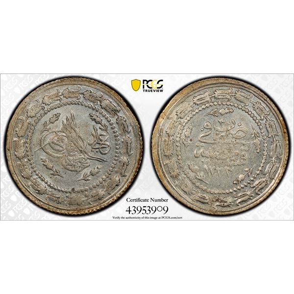 TURKEY: Mahmud II, 1808-1839, AR 6 kurush, Kostantiniye, AH1223 year 30, PCGS MS62