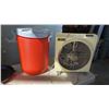 Image 2 : RUBBERMAID DRINK DISPENSER, TURBINE FAN WITH CAST IRON PAN AND CASSEROLE DISH