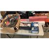 Image 1 : TILE SAW, DRILL, DRAIN SNAKE, ROAD FLARE, ELECTRIC BASEBOARD HEATER AND SPOTLIGHT