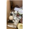 Image 3 : BOX OF CANDLES, CANDLE STAND AND DECORATIVE MIRROR
