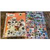 Image 1 : LARGE PACKAGE OF COLOURFUL STAMPS AND 4 HANDMADE GREETING CARDS WITH STAMPS OF THE WORLD