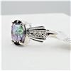 Image 2 : STERLING SILVER 10MM X 8MM NATURAL MYSTIC QUARTZ RING, RETAIL $200.00, SIZE 7