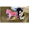 Image 1 : PINK ROCKING HORSE AND LARGE STUFFED HUSKY