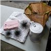 Image 1 : SUNBURST WALL ORNAMENTS WITH SHAG MAT AND BAG OF COLLECTIBLES