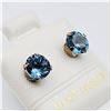 Image 2 : 10KT. YELLOW GOLD 6MM NATURAL BLUE TOPAZ EARRINGS, 2CTS, W/A $515.00