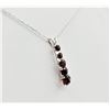 Image 2 : 14KT. WHITE GOLD NATURAL GARNET PENDANT WITH STERLING SILVER CHAIN, 5 GARNET (1.2CTS), W/A $460.00