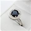 Image 2 : STERLING SILVER 8MM NATURAL SAPPHIRE (2.66CTS) & CZ RING, W/A $1265.00, SIZE 6