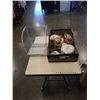 Image 1 : TRAY OF CHINA, POTTERY, MYOTT LIDDED TUREEN AND GRAVY BOAT, DISH RACK
