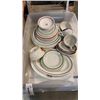 Image 2 : 2 TRAYS OF TINS, POTTERY JUG, GRUNDLEY AND OTHER HOTEL WARE / RESTAURANT DISHES