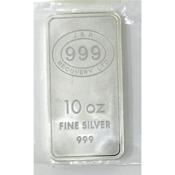 10 Oz. .999 Silver JBR Recovery Silver Bar