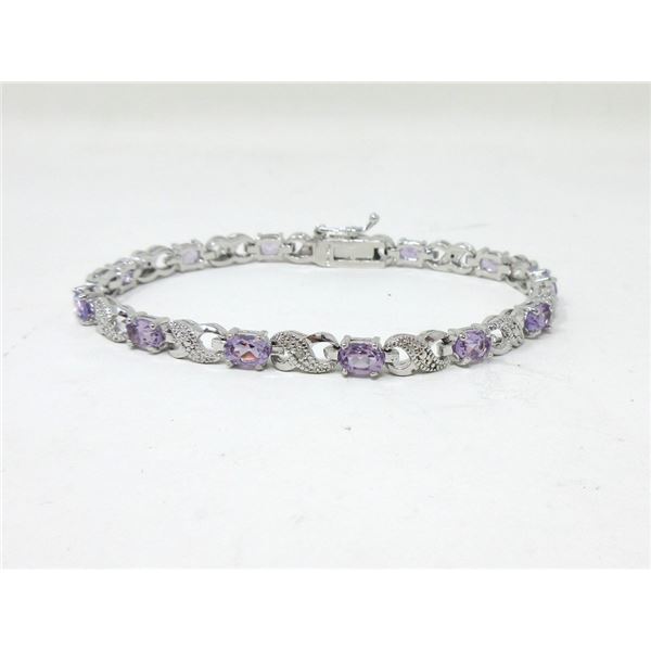 5.45 CTW Amethyst & Diamond Tennis Bracelet