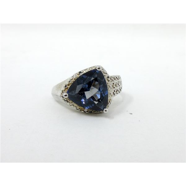 Blue Mystic Topaz & Diamond Ring in Sterling Silver