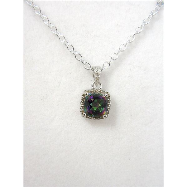 Mystic Topaz & Diamond Pendant in Sterling Silver