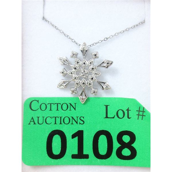 Sterling Silver Diamond Snowflake Pendant