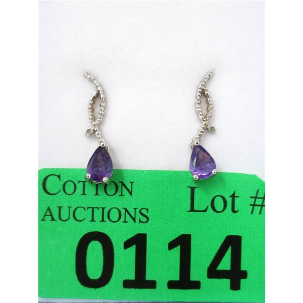 New Amethyst & Diamond Dangle Earrings