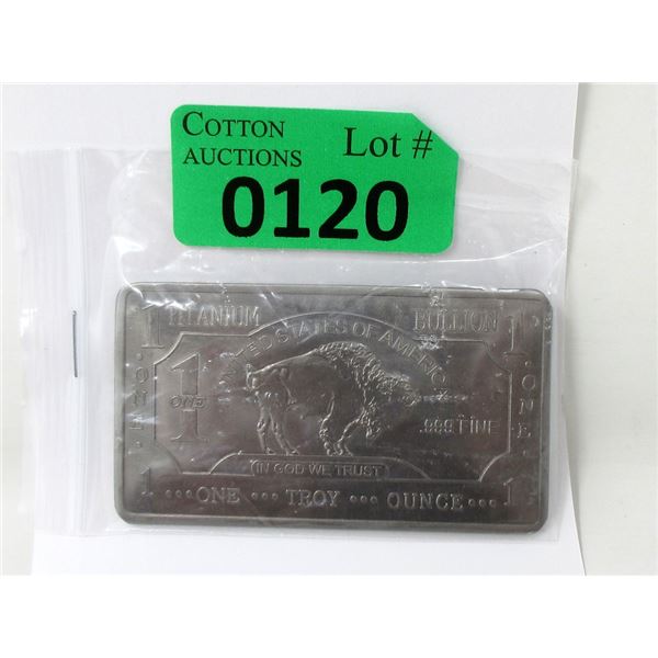 1 Oz. .999 Titanium USA Buffalo Bar