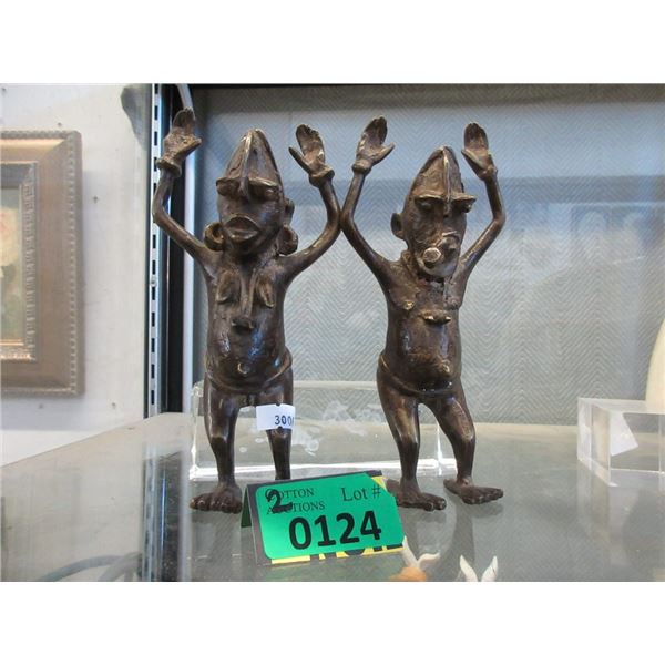 Pair of Vintage Bronze Figurines  - 4  x 7  tall