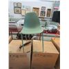 Image 1 : 4 Green Plastic Dining Chairs - Metal Legs