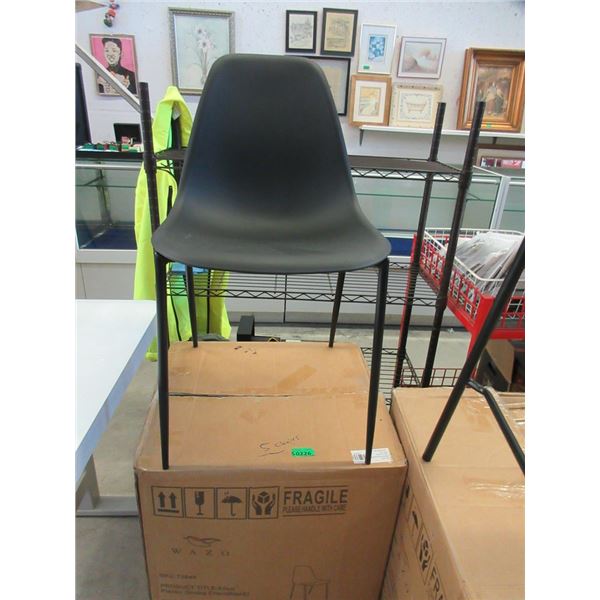 5 Black Plastic Dining Chairs - Metal Legs