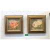 Image 1 : Pair of Framed Floral Prints - 11" x 11"