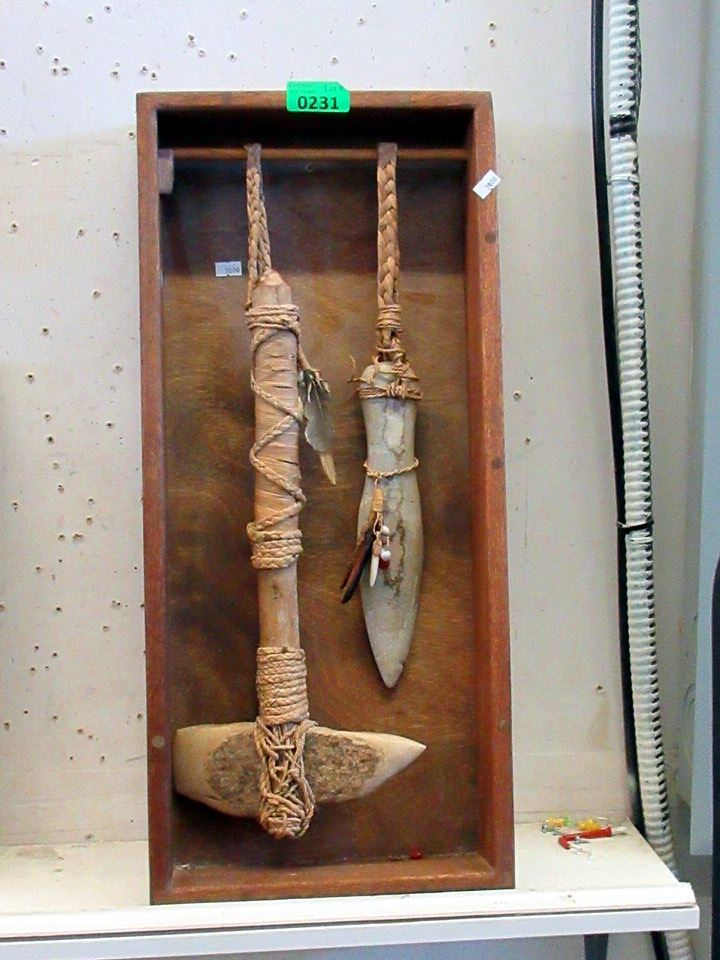 Axe Display Frame Wood Framed Stone Axe & Tool Display