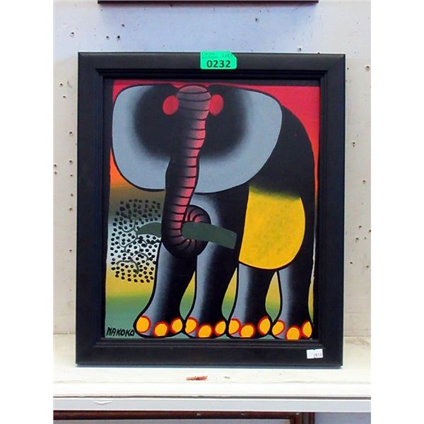 Saidi Nakoko Framed Elephant Giclee Painting