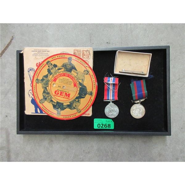 2 WWII Medals on Ribbons with Bar and Record